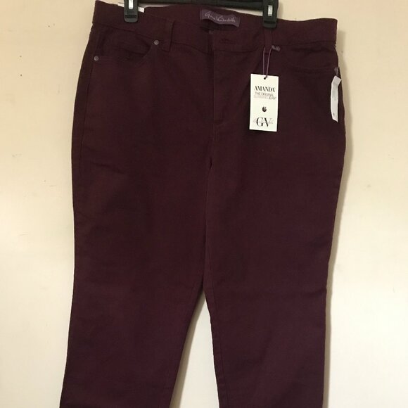 Gloria Vanderbilt Amanda Classic Jeans Slimming Tapered leg Sz Plus 16W Crimson - Picture 1 of 6